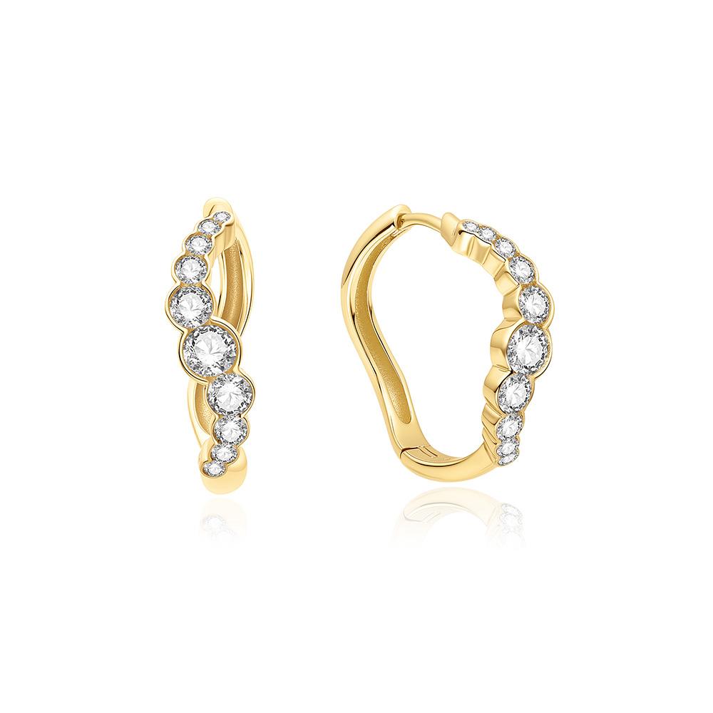 Ania Haie Gold Sparkling Tide Hunger Hoop 925 Silver Earrings E075-13G
