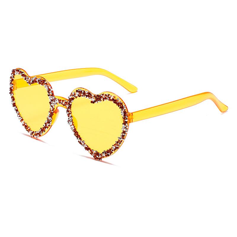 Heart-Shaped Frameless Sunglasses With Rhinestones, Fashionable Party Glasses, Unique And Quirky Candy-Colored Sunglasses