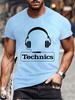 Summer Men's Fashion Tee Clothing Hip Hop Technics Headphone Graphic Tee Shirt Men Casual Streetwear Funny Printed Tops T-shirt