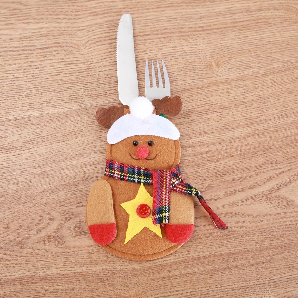 Merry Christmas Knife Fork Cutlery Bag Set Santa Snowman Xmas Tableware Holders Natal New Year Christmas Decorations for Home