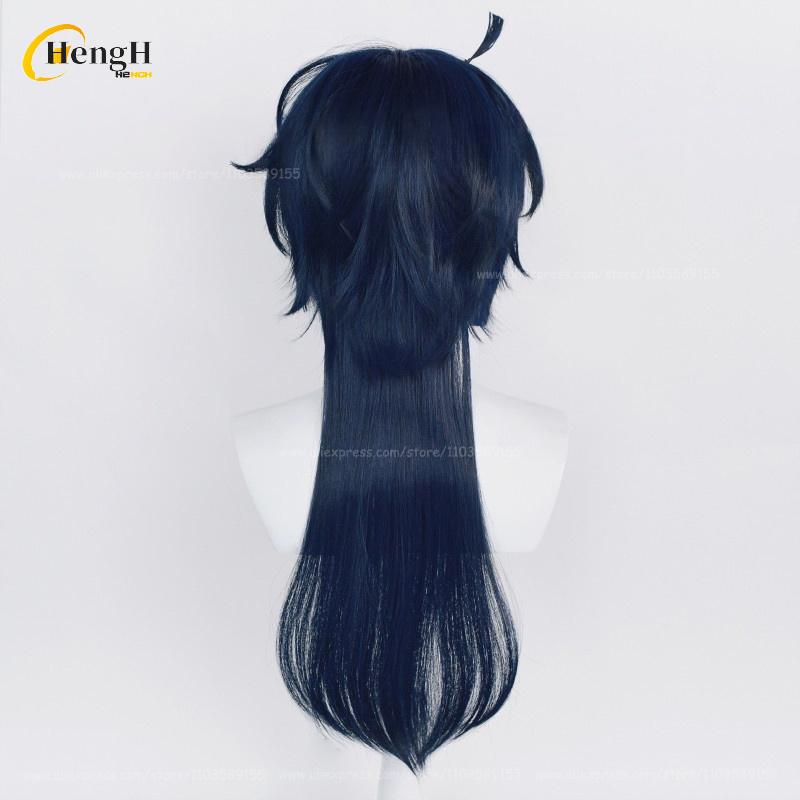 In Stock Anime Vanitas Synthetic Unisex 65cm Blue Black Cosplay Anime Wig And Earrings Heat Resistant Hair Halloween Party Wigs