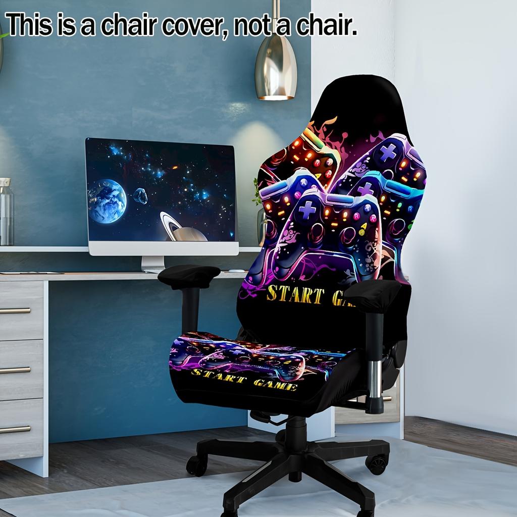 4pcs Set High Elasticity Office and Gaming Chair Cover Set Technology Planet Code Chair Cover Home Office Decoration Washable