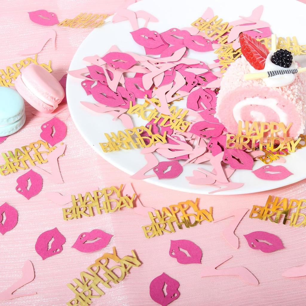 Girl Happy birthday confetti high heels and lips confetti for woman birthday party table decorations