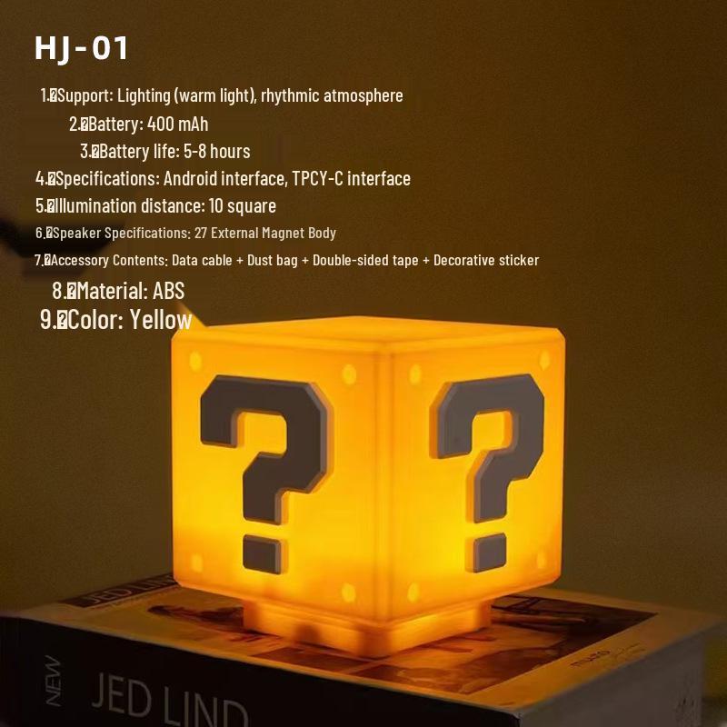 Mario Question Block Star Night Light with Sound & Touch Activation
