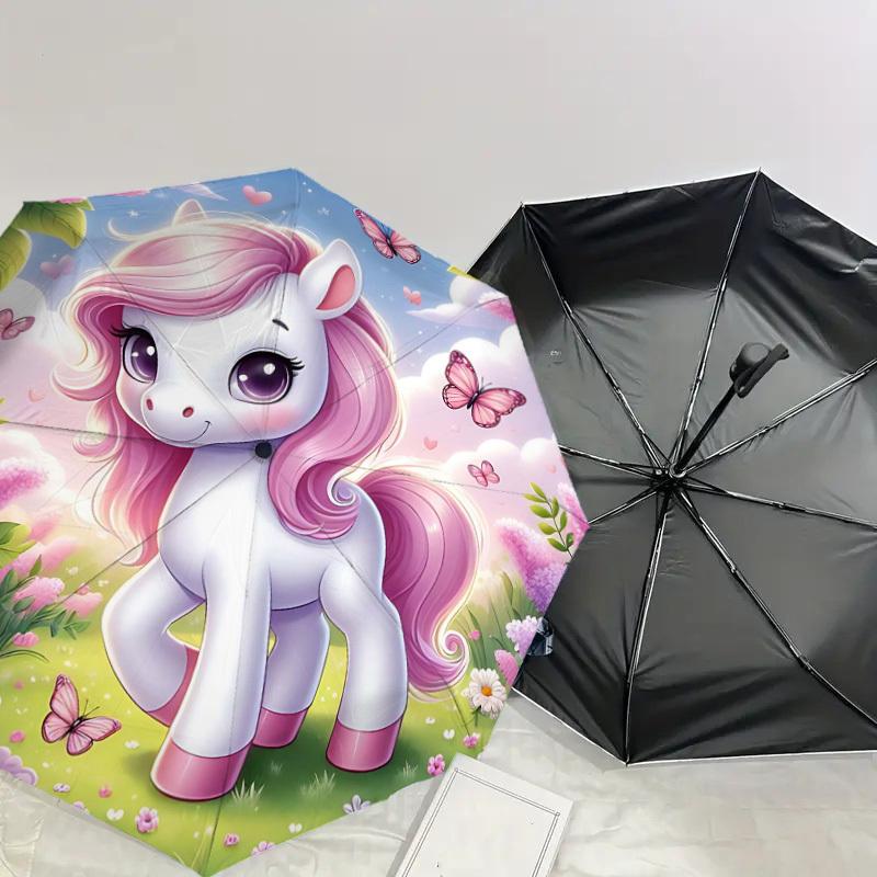 1PC Unicorn Fantasy Umbrella-8-Rib Reinforced Portable Folding Travel Suitable for All Seasons Outdoor Daily Use-J320