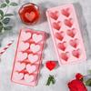 Ice Tray, Silicone Easy Release Mold, Reusable Love Heart Pink Blue Red 10 Compartment Cupcake Mold For Baking Freezing