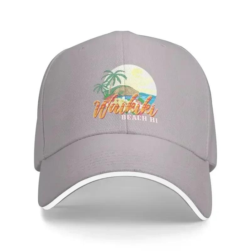 Classic Hawaii Waikiki Beach Baseball Cap Women Men Custom Adjustable Unisex Tropical Palm Tree Dad Hat Summer