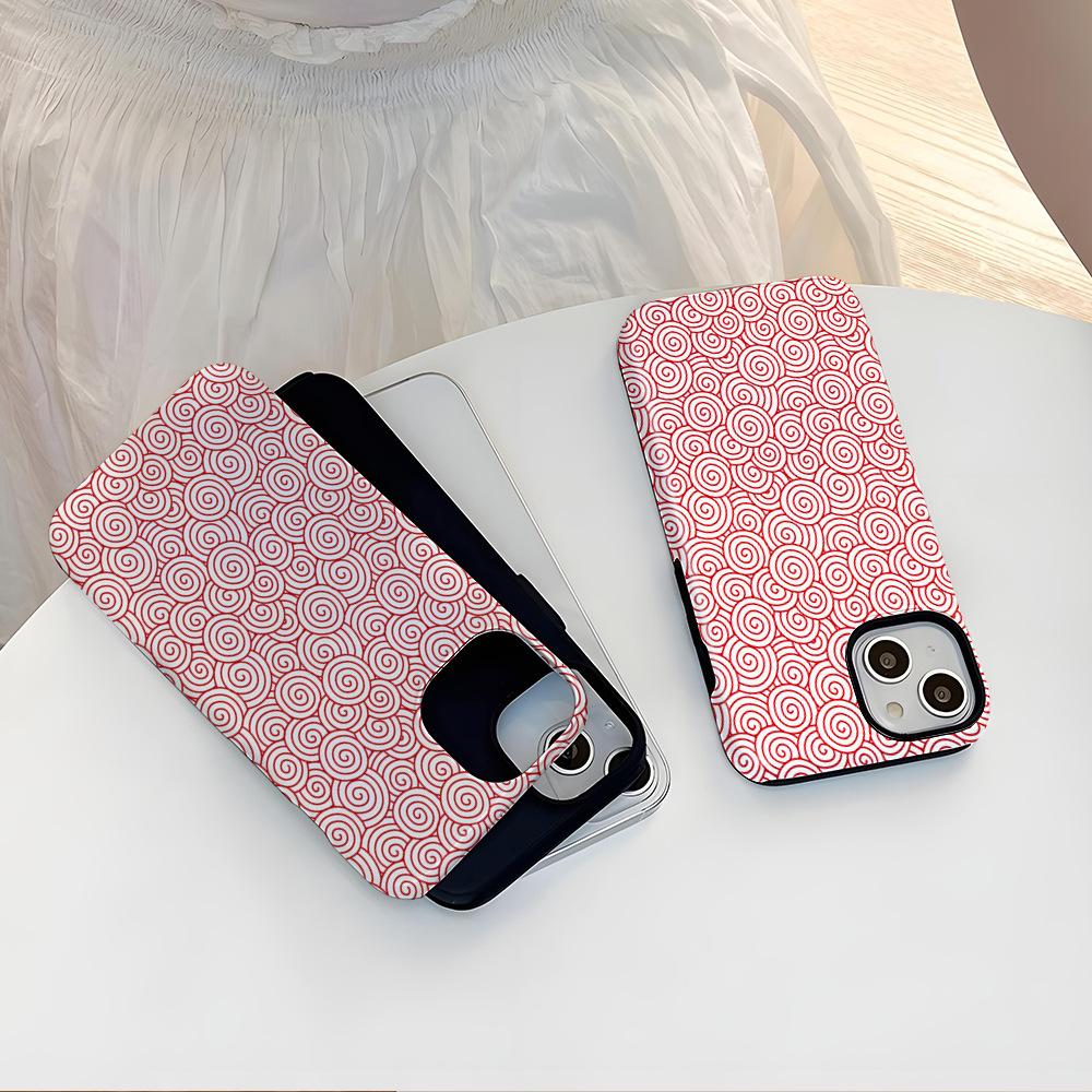 Simple Line Spiral Pattern Mobile Phone Case iPhone14 Matte Texture Two-in-one Film Case Apple 17 Magnetic Case