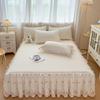Korean Princess Crinkled Quilted Lace Bed Skirt: Thick Non-slip Mattress Protector