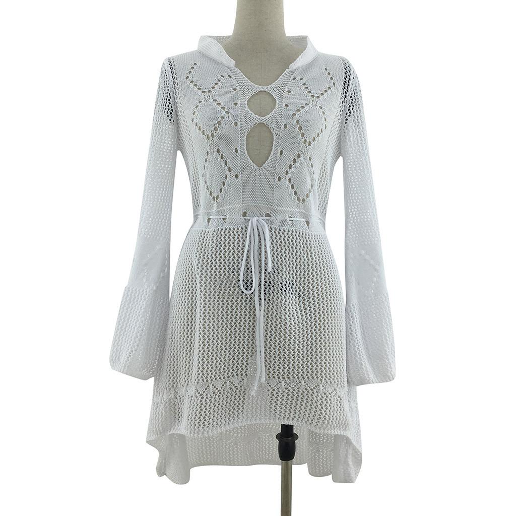 

Выдалбленное вязаное бикини женское вязаное платье-накидка крючком пляжная туника длинный чехол бикини купальный костюм пляжная одежда Free size