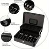 1pcs Iron Money Box with Lock Cash Box with Spring-Loaded Bill Clips 5 Grids Cantilever Coin Tray Safe Key Lock Money Organizer