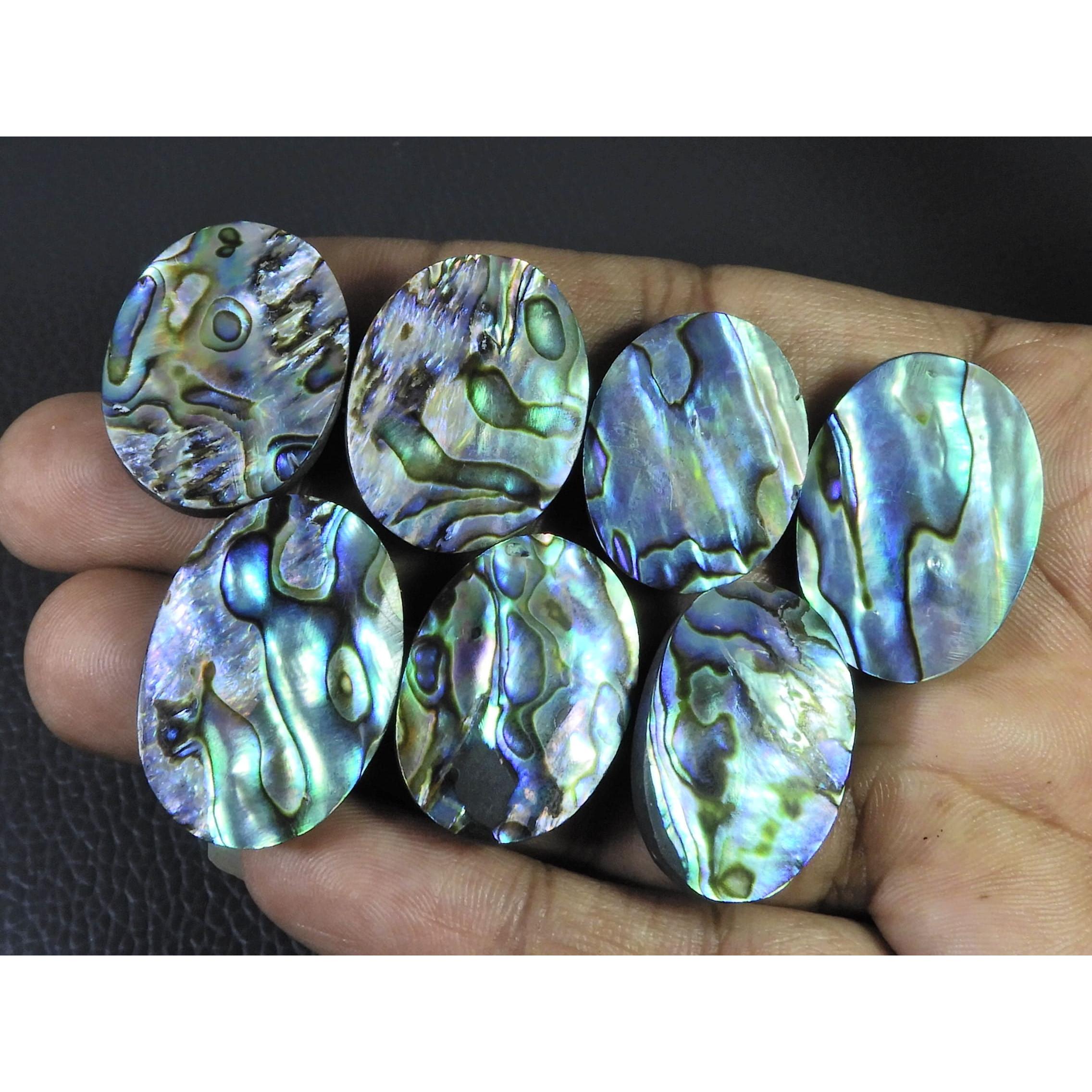 

219Cts.Abalone Shell Oval Cabochon Loose Natural Gemstone 07Pcs Lot 25-28MM C-1726