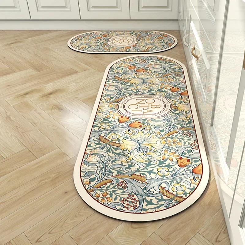 Bohemian Style Kitchen Mat Non-slip Foot Mats Long Kitchen Carpet Bathroom Rug Home Decorative Living Room Entrance Doormat