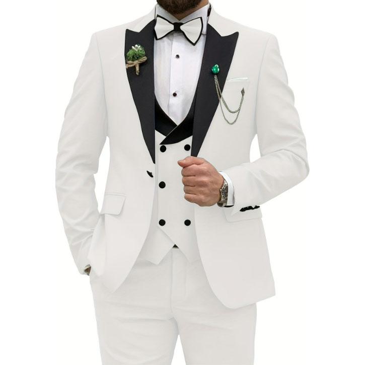 3 Pieces Men's Suits Royal Blue Men Slim Fit Double Breasted Suit Wedding Prom Party Business(Blazer Vest Pants)