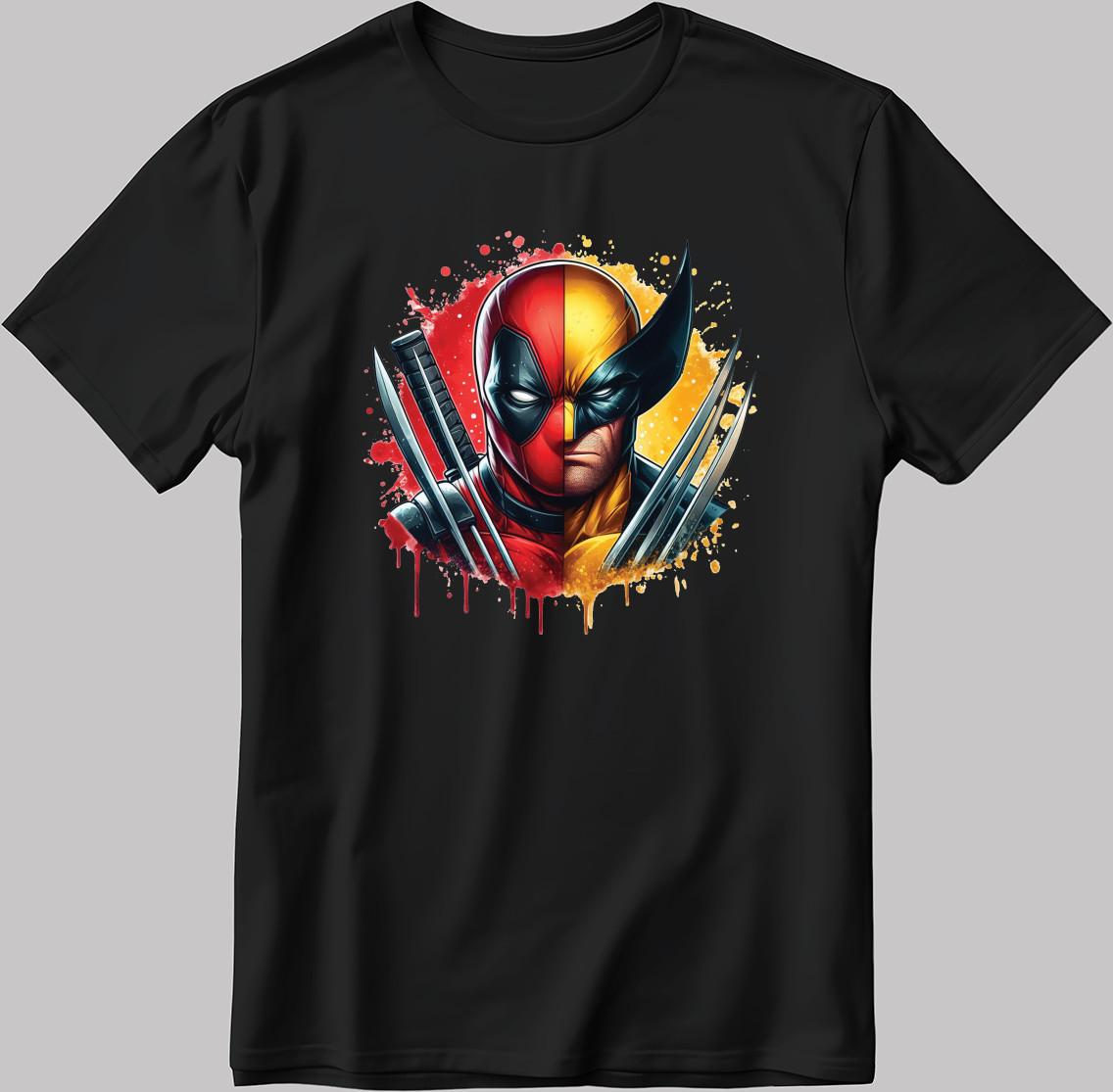 Wolverine-Deadpool Marvel Avengers Short Sleeve White-Black Men s / Women s N620 S
