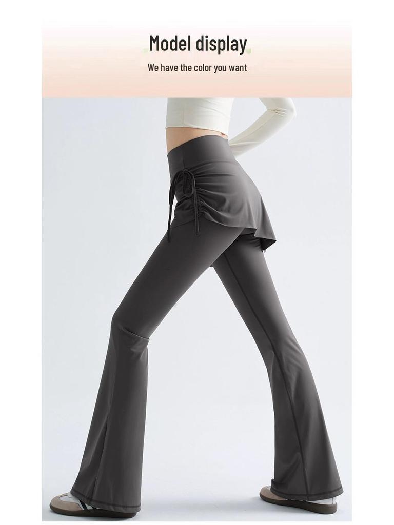 Plus Size Velvet Micro-Flare High Waist Yoga Pants for Women - Slimming Autumn/Winter Outerwear