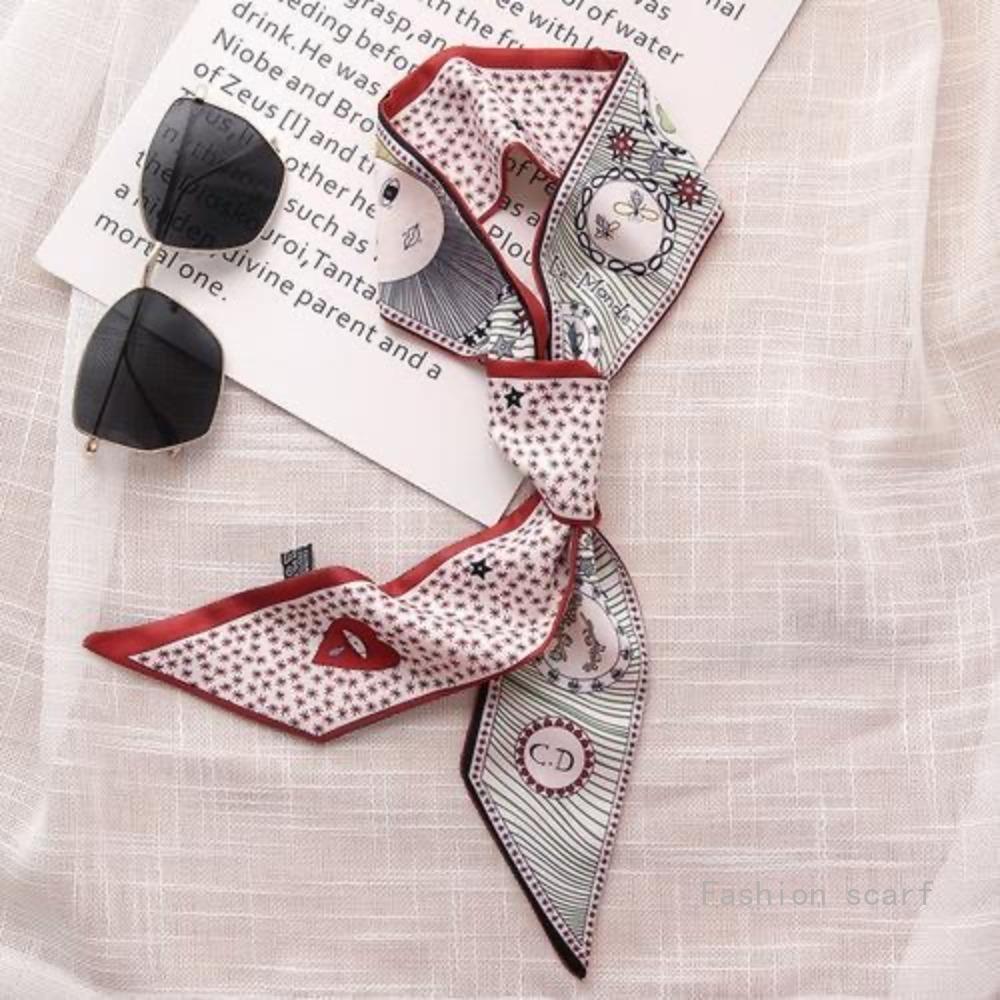 Tarot Card Series Double-layer Double-sided Printing Women's Versatile Ribbon Tied Bag Scarf Small Scarf Wholesale