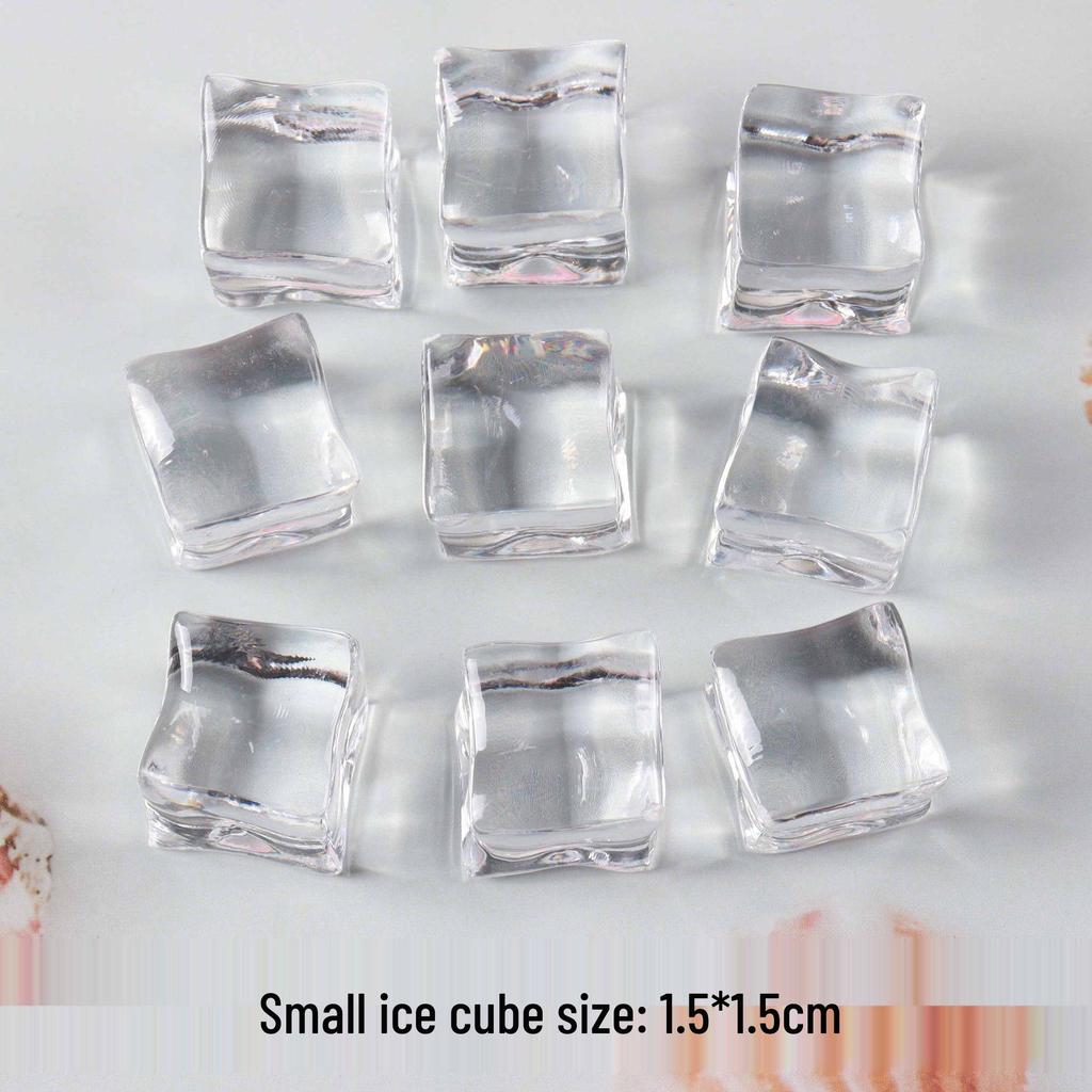 Trendy Simulation Transparent Colored Ice Cube Phone Case Keychain with Crushed Ice DIY Micro Landscape Decor
