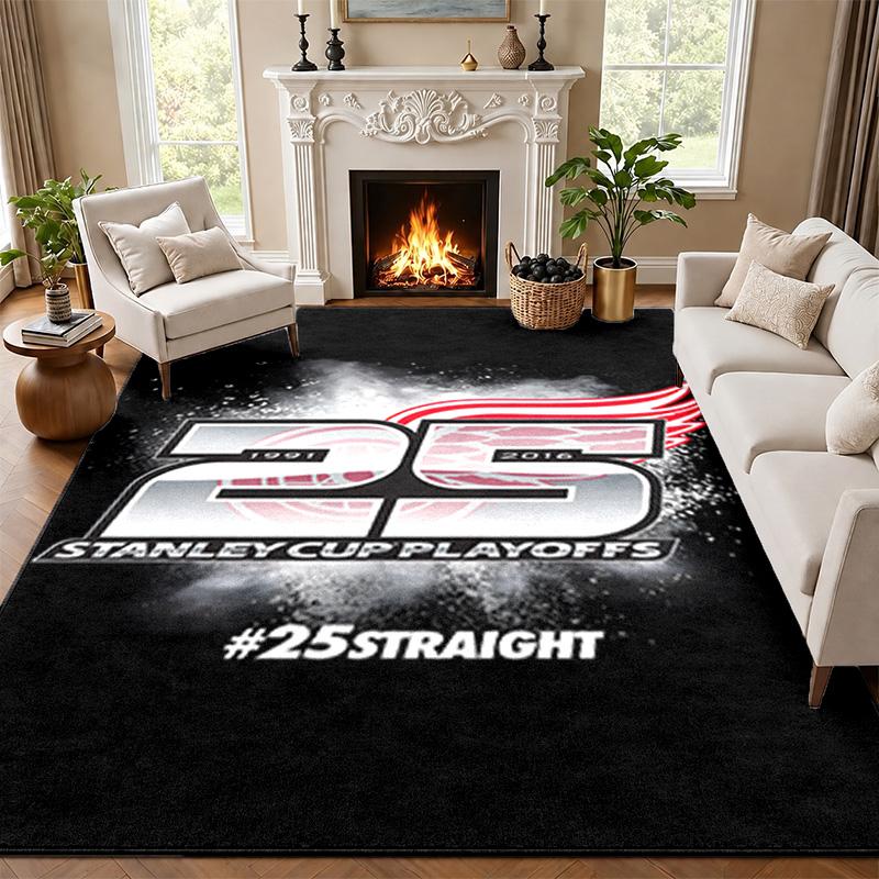 Detroit Red Wings Carpet Door Mat for Living Room or Bedroom Protective Mat Under Chair Office Decoration Christmas Gift Birthday Present