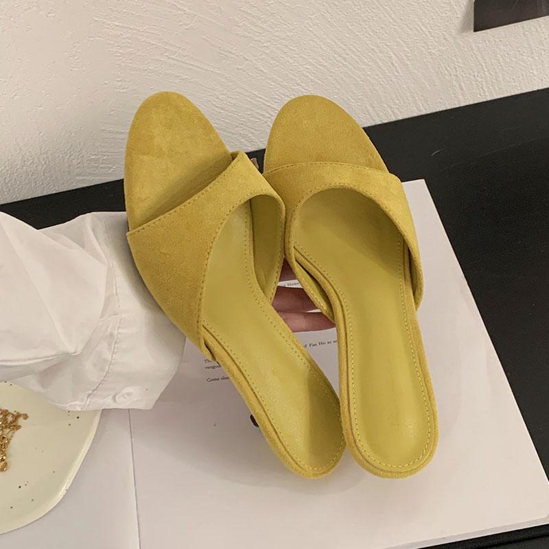 Mode Mode Flock Damen Niedriger Absatz Pantoletten Hausschuhe Schuhe Flaches Schuhwerk Runde Zehenpartie Damen Absatz-Hausschuhe Damen Sandalen Schuhe Pumps