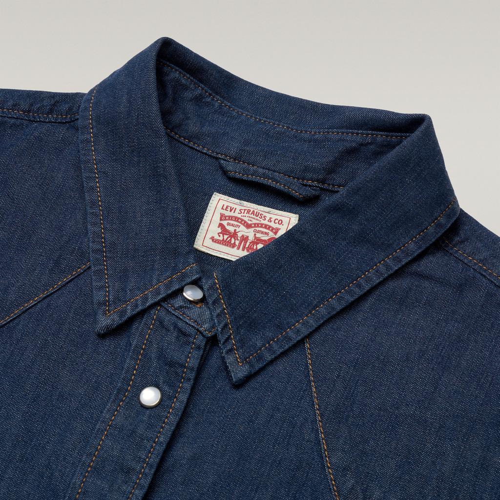 Levis Jednobarevná jednořadá košile s límečkem s hroty a dlouhým rukávem Dámské košile Tmavě modrá 86832-0017