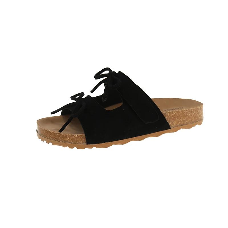 

Fashion Women s Fashion Slippers Flannel Butterfly-knot Flat Sole Anti-slip Shoes Women Dress All-match Summer Roman Zapatillas De Mujer 35