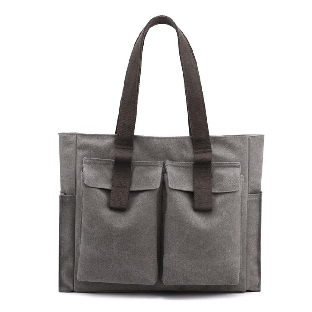 Women Carry Briefcase Professional Commute Simple Single Shoulder Large Canvas Bag Length 39cm Wide 11cm High 32cm