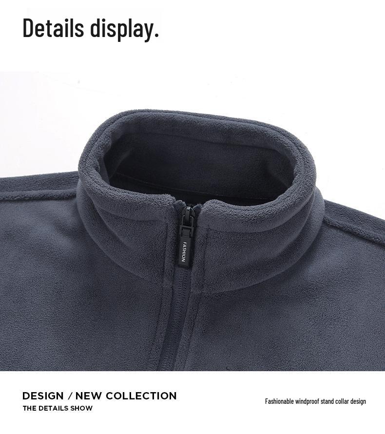 Men's Double-Sided Fleece Thick Warm Stand Collar Jacket - Anti-Static, Cold Protection, Temperature Locking Cardigan Hoodie