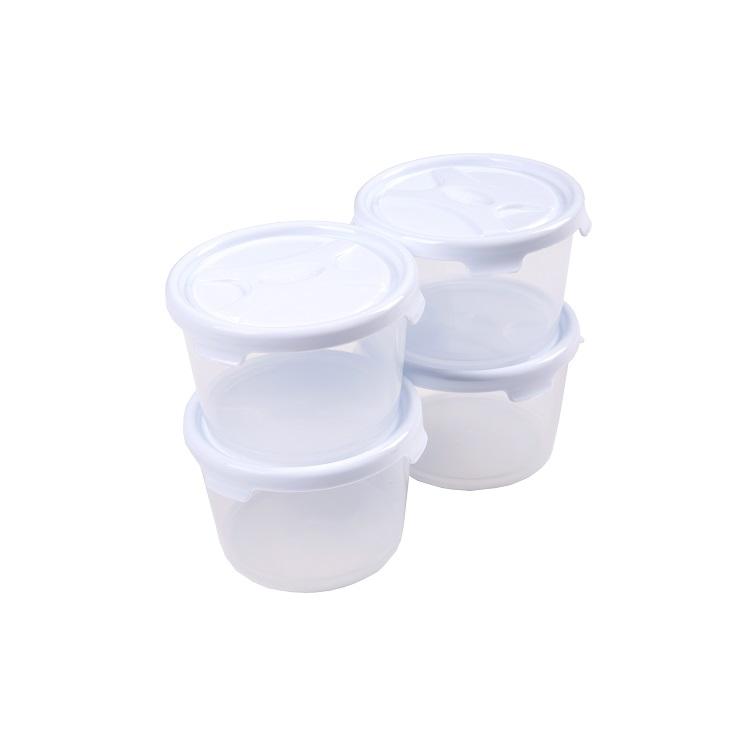 Wham Cuisine Round Food Box White Lid 300ml 4pk