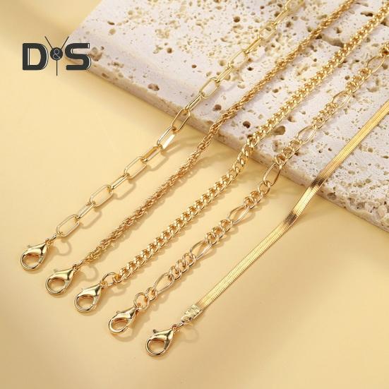 5 stk Damearmbånd Hummerklipslukking Justerbar hul kjede Ensfarget armbånd polert bohemsk stil Daglig slitasje Fest håndleddssmykker