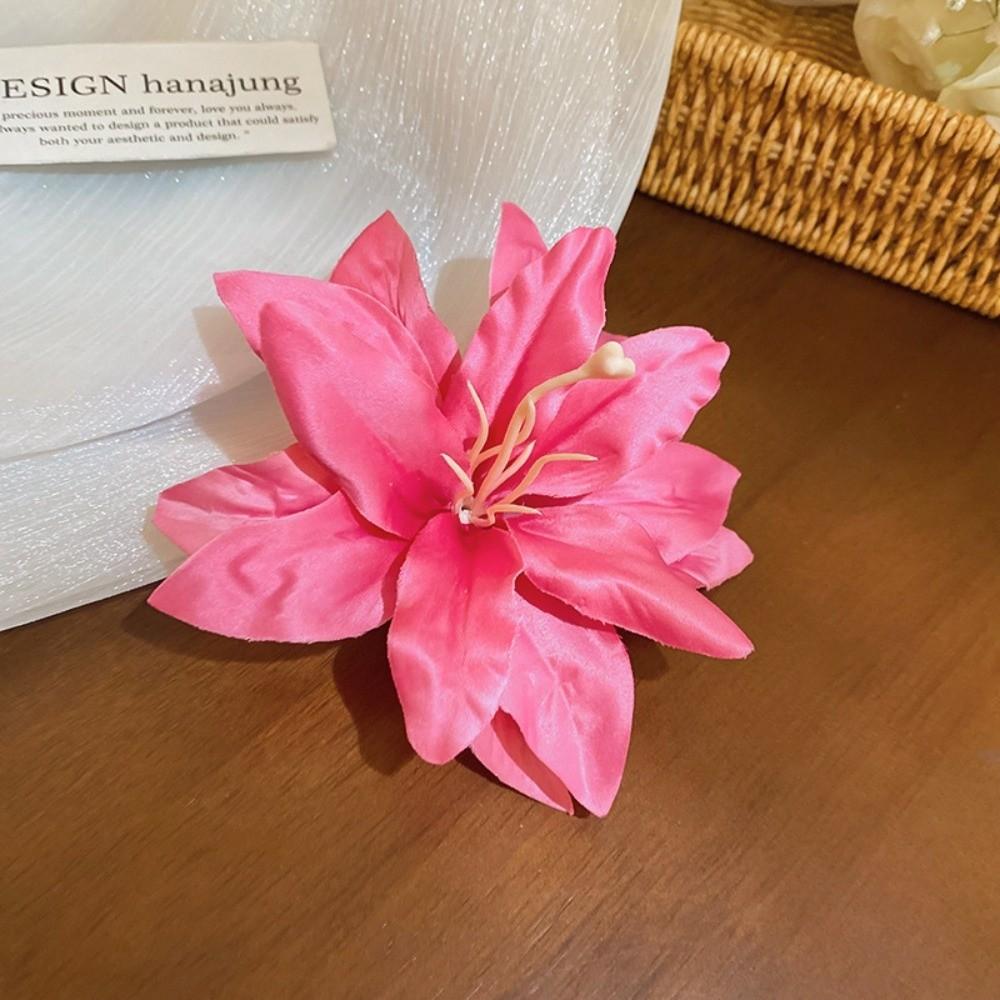 Elegant Sweet Petal Hair Clips Vintage Flower Duckbill Clip Red Fabric Hair Barrettes  Women Use