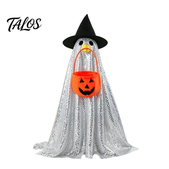 Halloween Goose Outfit Ghost Costume, with Shiny Sequin Decor, 23 Inch Apparel Statue Atmosphere Prop, for Holiday Yard Decorations Interchangeable