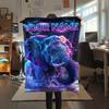 1PC Custom Name Neon Elephant Splash Patterned Flannel Blanket Suitable For All Seasons for Home Decor Warmth and Comfort Gifts Holiday Present_lx