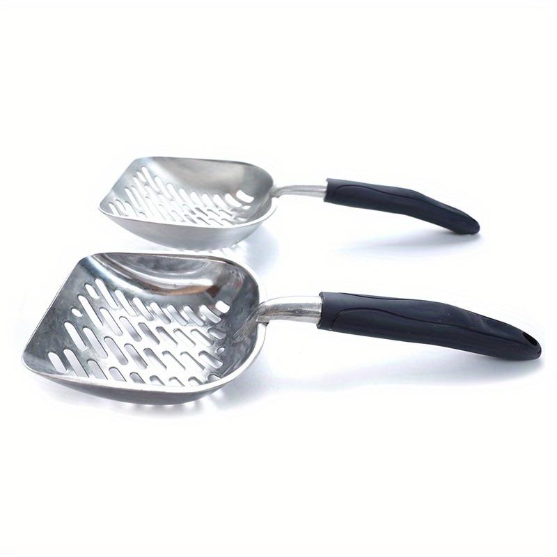 Katzenstreuschaufel mit langem Griff, große Katzenstreuschaufel aus Metall mit tiefer Schaufel, Reinigungswerkzeug für Haustiere