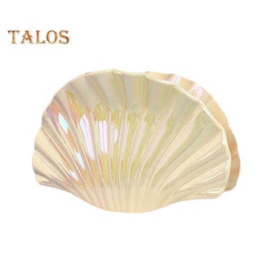 

Заколка для волос с градиентным цветом, полый дизайн, форма ракушки, пластиковый смоляной материал, крепкая ручка, задняя часть, когти для волос жёлтый