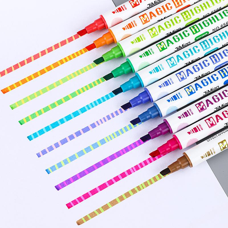 10pcs Variable Color Drawing Pen Set Discolored Magic Change Highlighter Marker Pens For Scrapbooking School Art Supplies