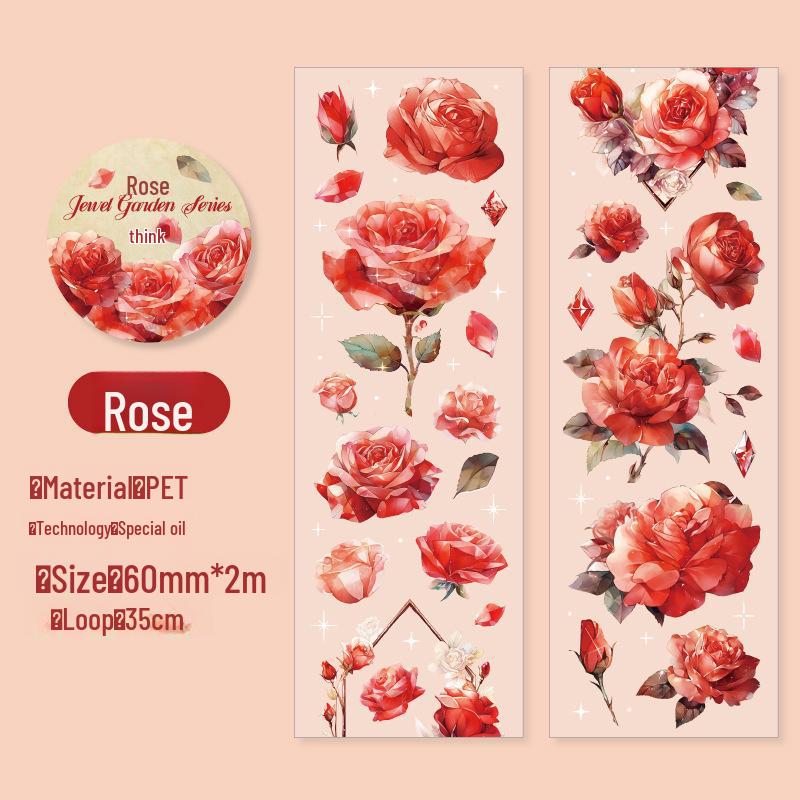 Gem Garden Series PET Tape Notebook: European Rose & Flower Collage, 6 Designs