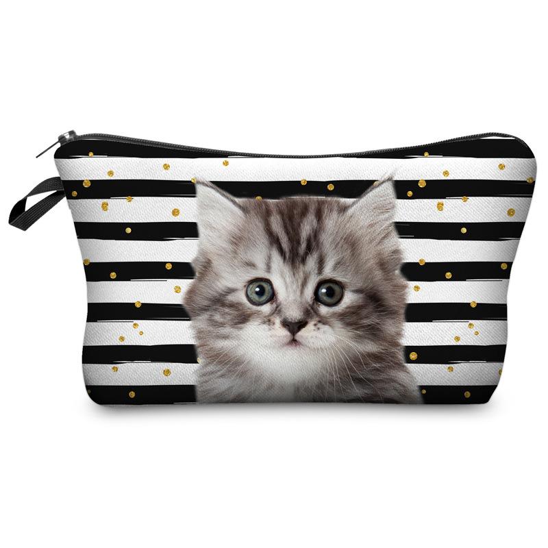 Women Cat Print Cosmetic Bag Toiletries Organize Travel Storage Case  6427