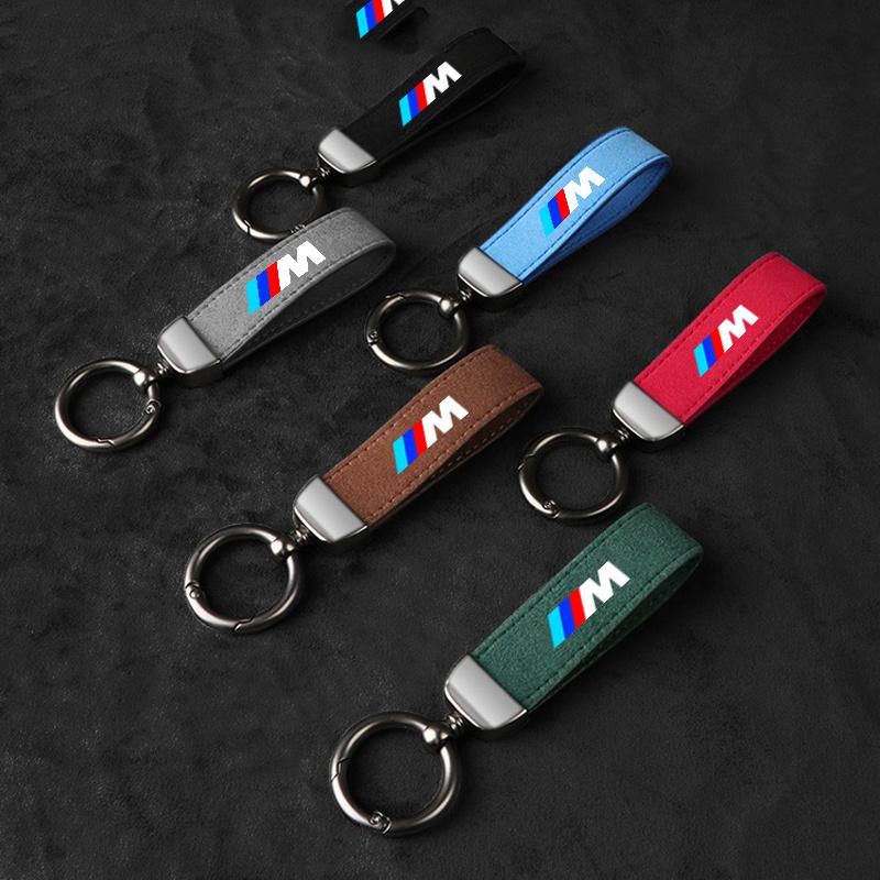 SYJH7 Car Suede Keychain Leather Key Chain Car Key Strap Waist Wallet Keyrings For BMW M Power Performance M3 M5 X1 X3 X5 X6 E46 E39