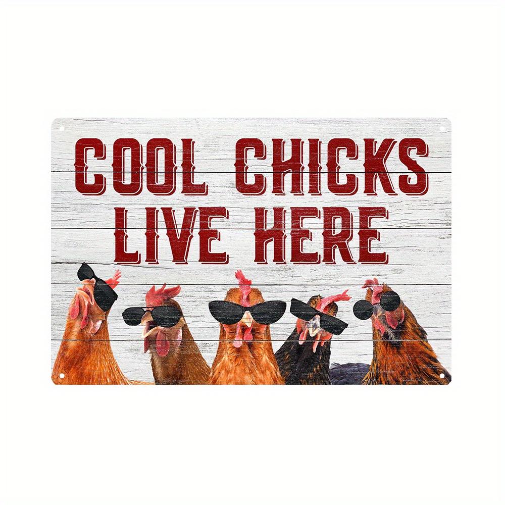 Crazy Chicken Coop Cedule Retro kovová uvítací plaketa Legrační statek Ideální pro kurník nebo kuchyni Ideální dárek na zeď