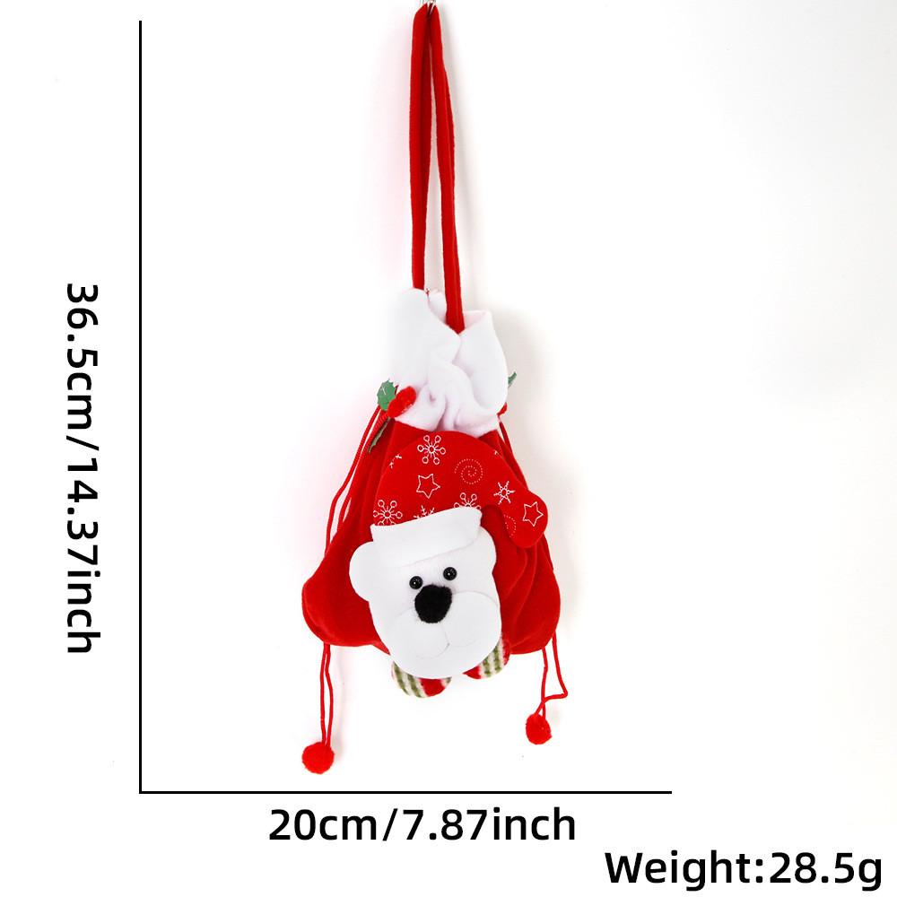 Christmas Whimsical Gift Bag In Plush Material Featuring Santa Bear And Design Snowman