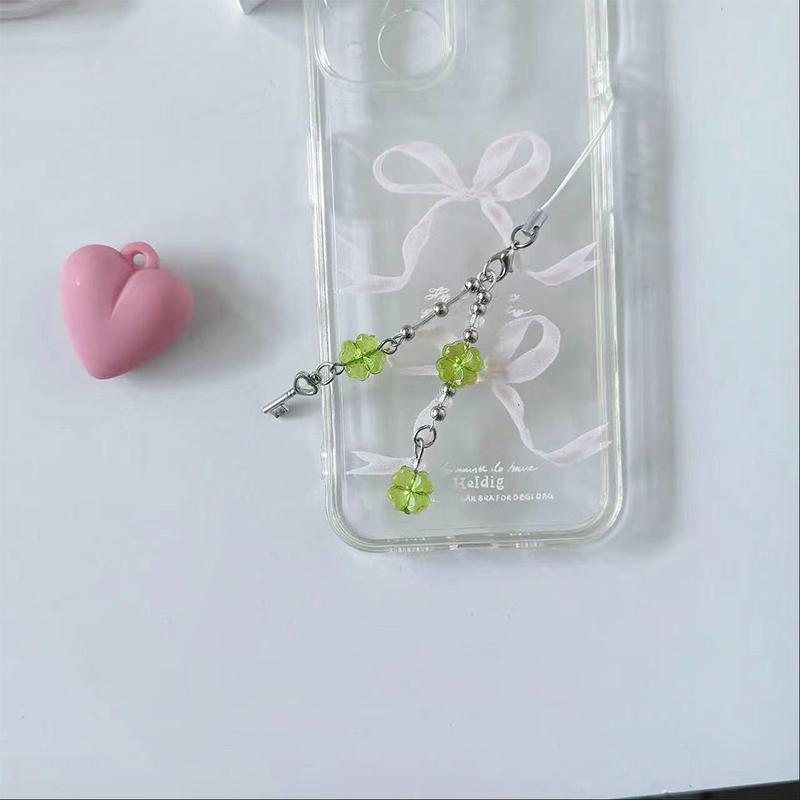 Брелок для телефона из бусин Креативные четырехлистники Подвеска-брелок для телефона Цветной Брелок-подвеска Аксессуары для украшения рюкзака Подарки