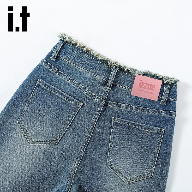 Izzueit Women's High-Waist Straight-Leg Jeans