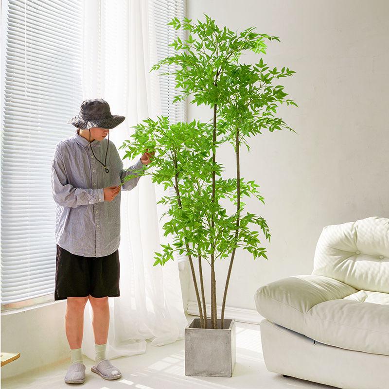 Nandina Domestica High-End Floor-Standing Faux Plant: Luxurious Indoor Greenery for Living Room Décor