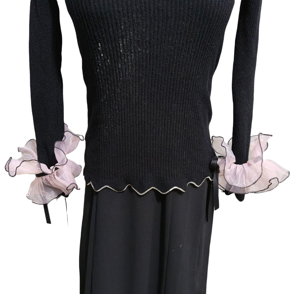 Elizabethan Ruffle False Collar Organza Mesh Neck Ruff Wrist Cuffs for Women Sweater Clothing Decorative Accessory