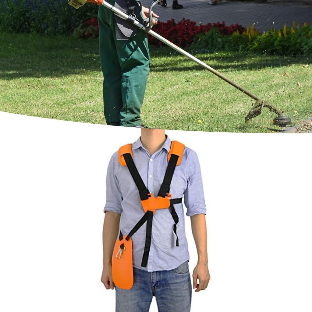 Trimmer Double Shoulder Strap Size Adjustable Metal Buckle Nylon Strimmer Harness Orange