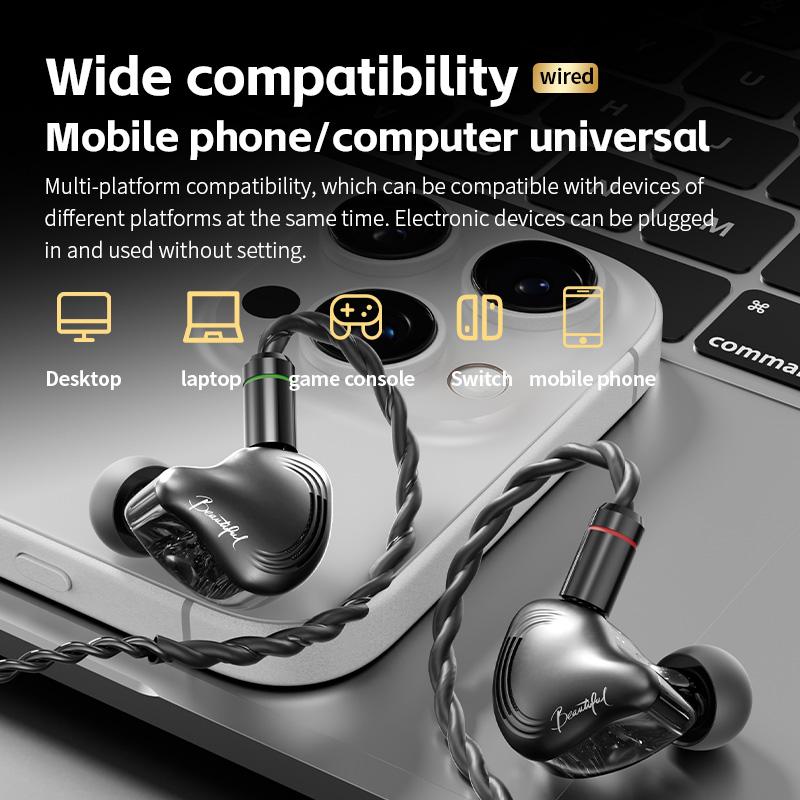 Fever HiFi Sound Effect Earphones Dynamic In Ear Monitor Headset Detachable Cable Noise Cancelling Music Sports Game Headphones