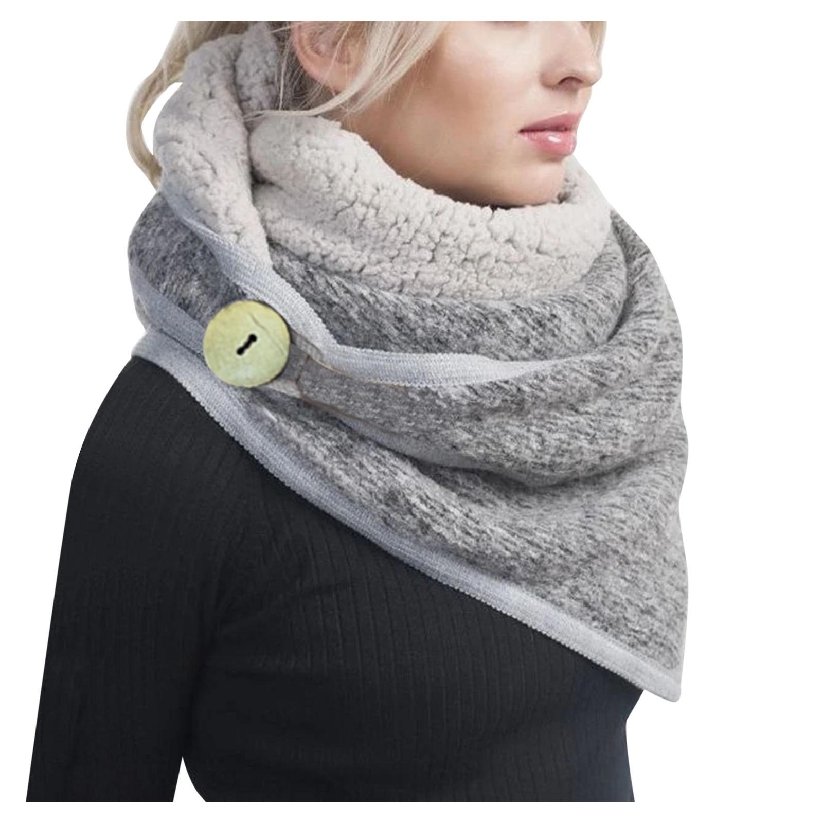 

(SU)Женский повседневный шарф с принтом, модный многоцелевой платок в стиле ретро, ​​шарф на пуговицах One size серый