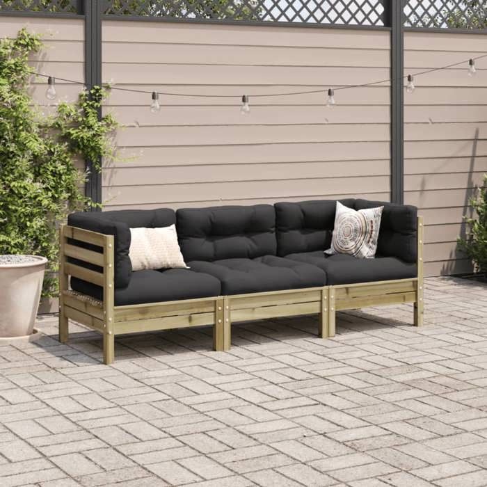 VidaXL Garden Lounge Set 3 Pcs with Cushions Impregnated Pine Wood, Outdoor Sofa Set, Sofa Set of 3299274