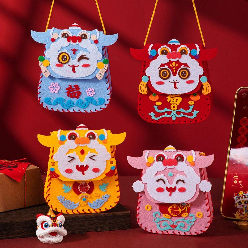 Cartoon New Year Blessing Bag Snake Pattern Material Package Crafts DIY Lucky Bag  Kindergarten